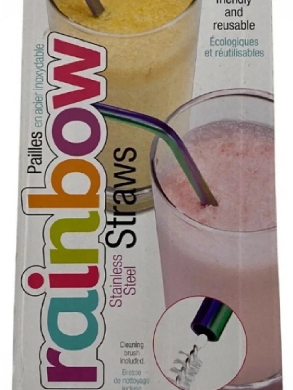 Joie Rainbow Metal Bent Straws - Red, Orange, Yellow, Green, Blue, Purple, Pink